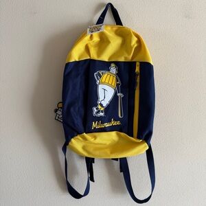 NEW Milwaukee Brewers Kids Crew Barrelman Youth Backpack w/ Front Zip Pocket